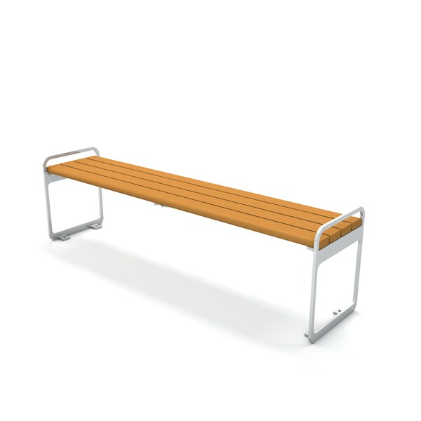 Cedar 6' Plaza Backless Bench with Silver Frame